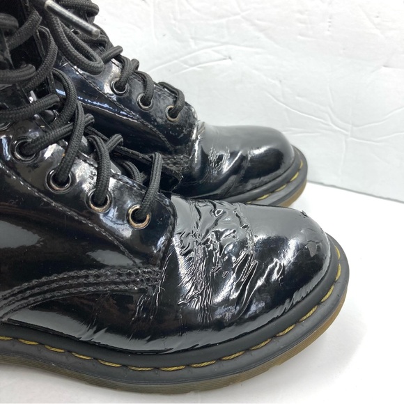 Dr. Martens Patent Leather Black Combat Boots Size 6 Air Wair Bouncing Soles - Picture 11 of 16